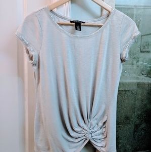 Gray cotton knot tee - White House Black Market